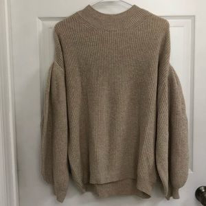 LEITH - Beige Sweater with Puffy Sleeves